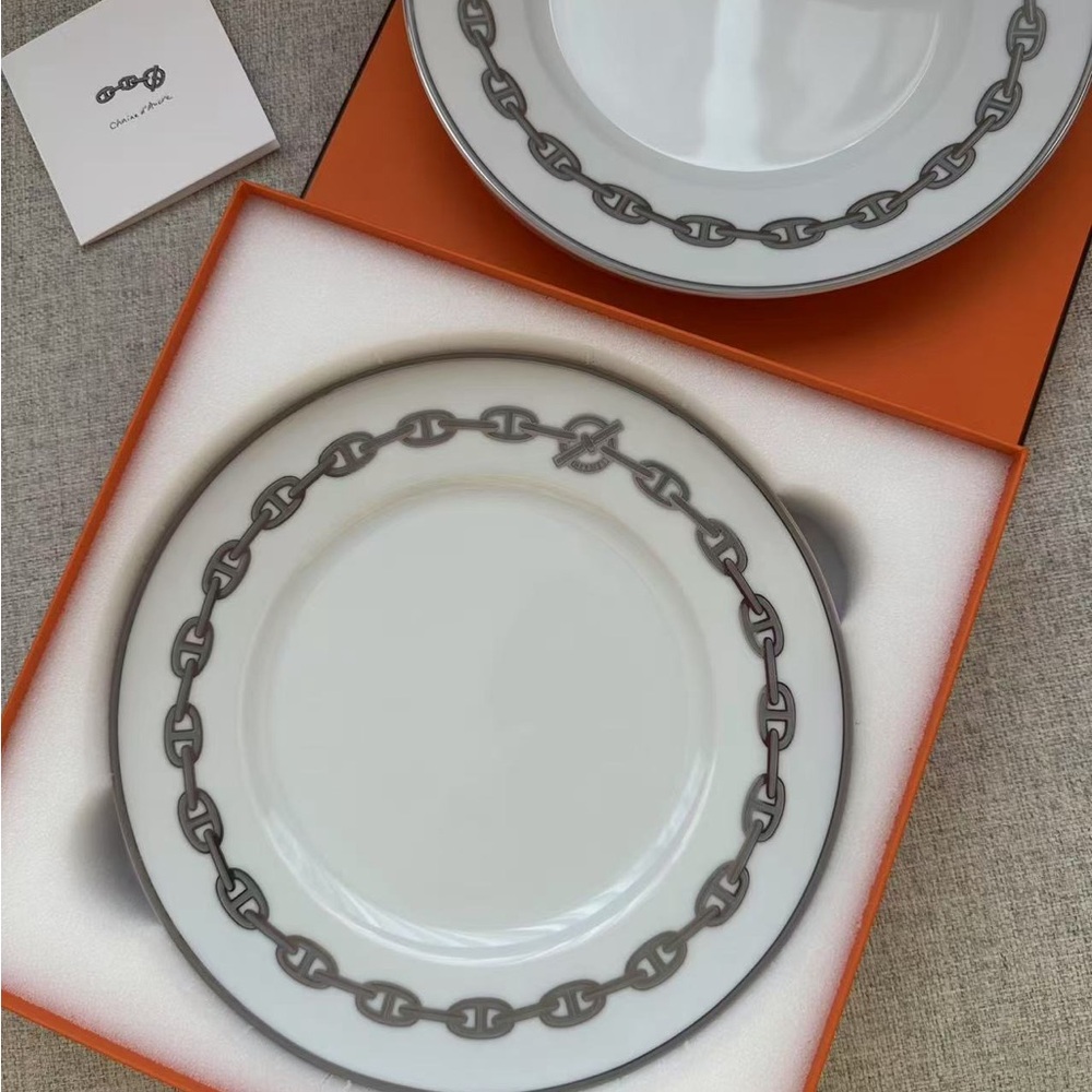 Hermes Chaine d'Ancre Platinum dessert plates Set
